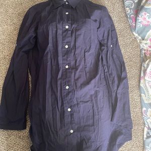 Lands end women’s dress shirt long size small 6-8 navy